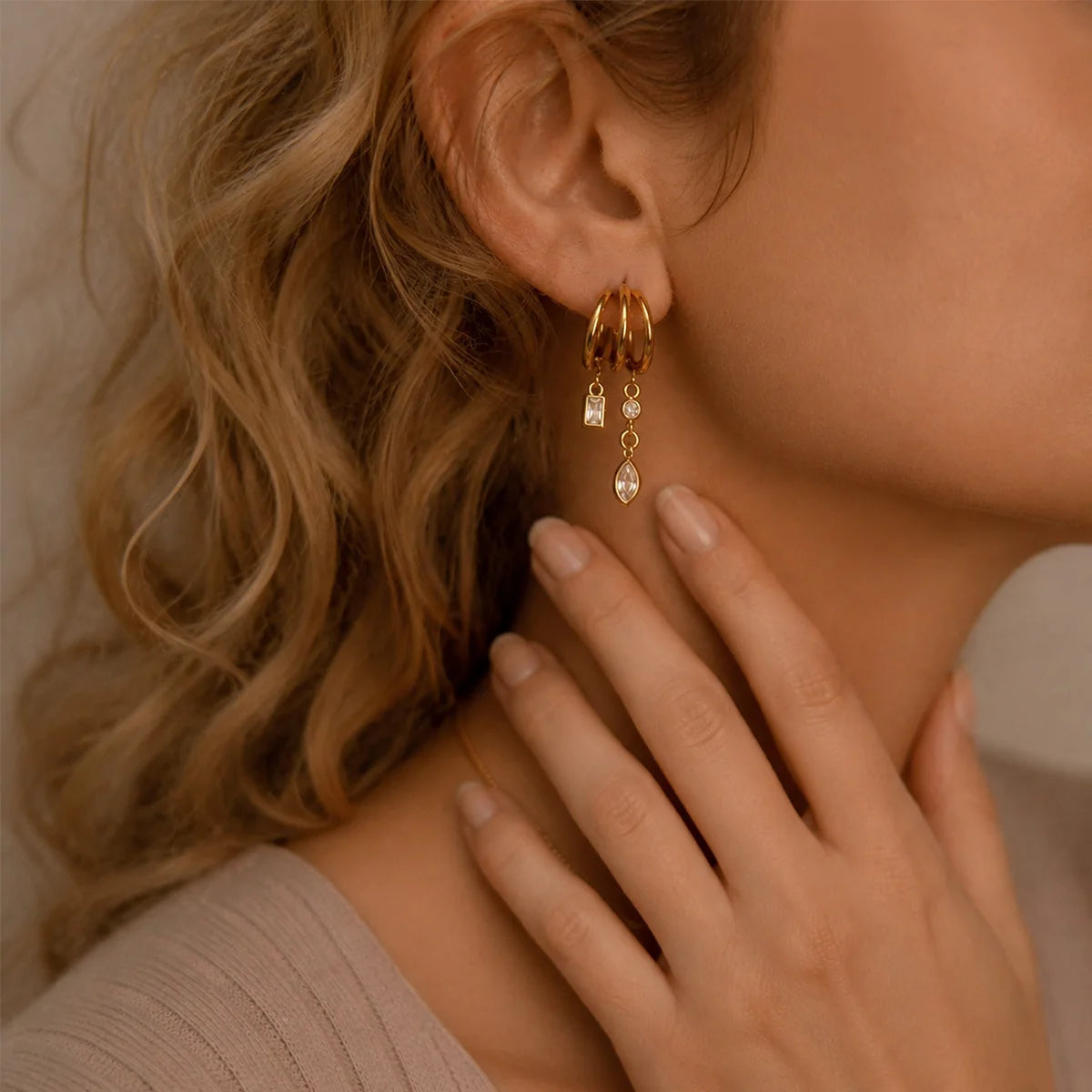 Cora Zircon Chain Earrings - product image 7