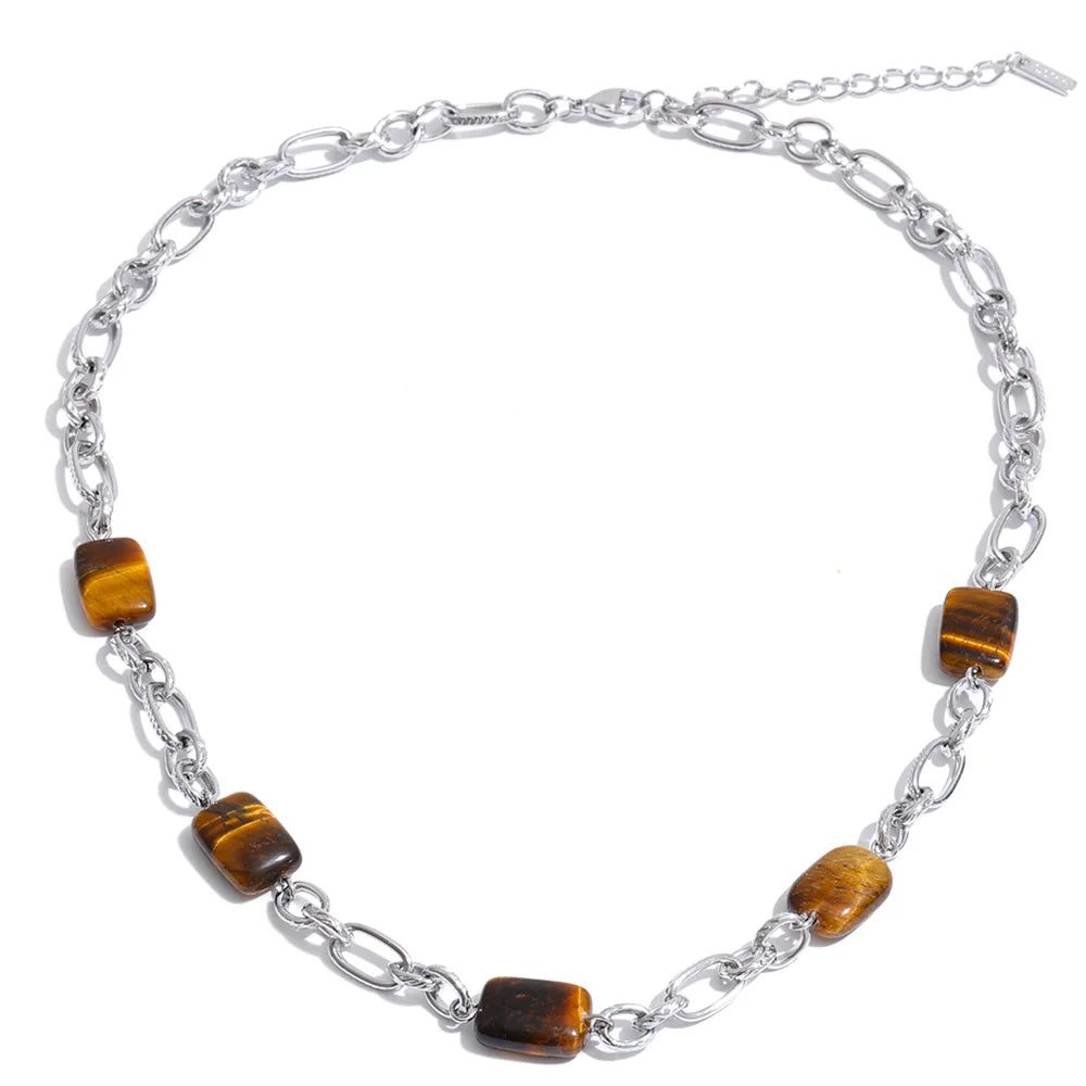 Safira Tiger Eye Necklace - ALUVAYA Necklace