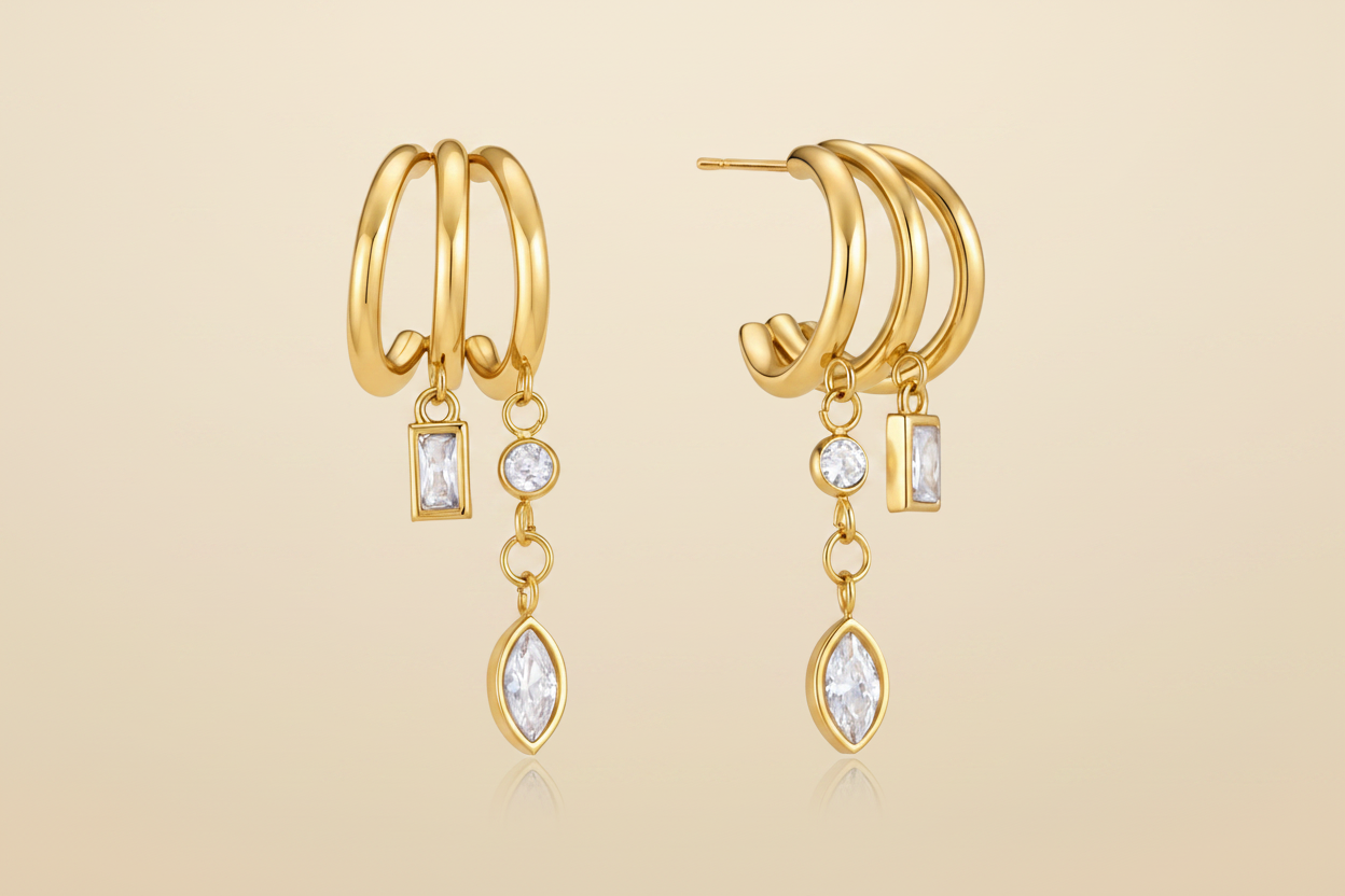 Cora Zircon Chain Earrings — Packshot