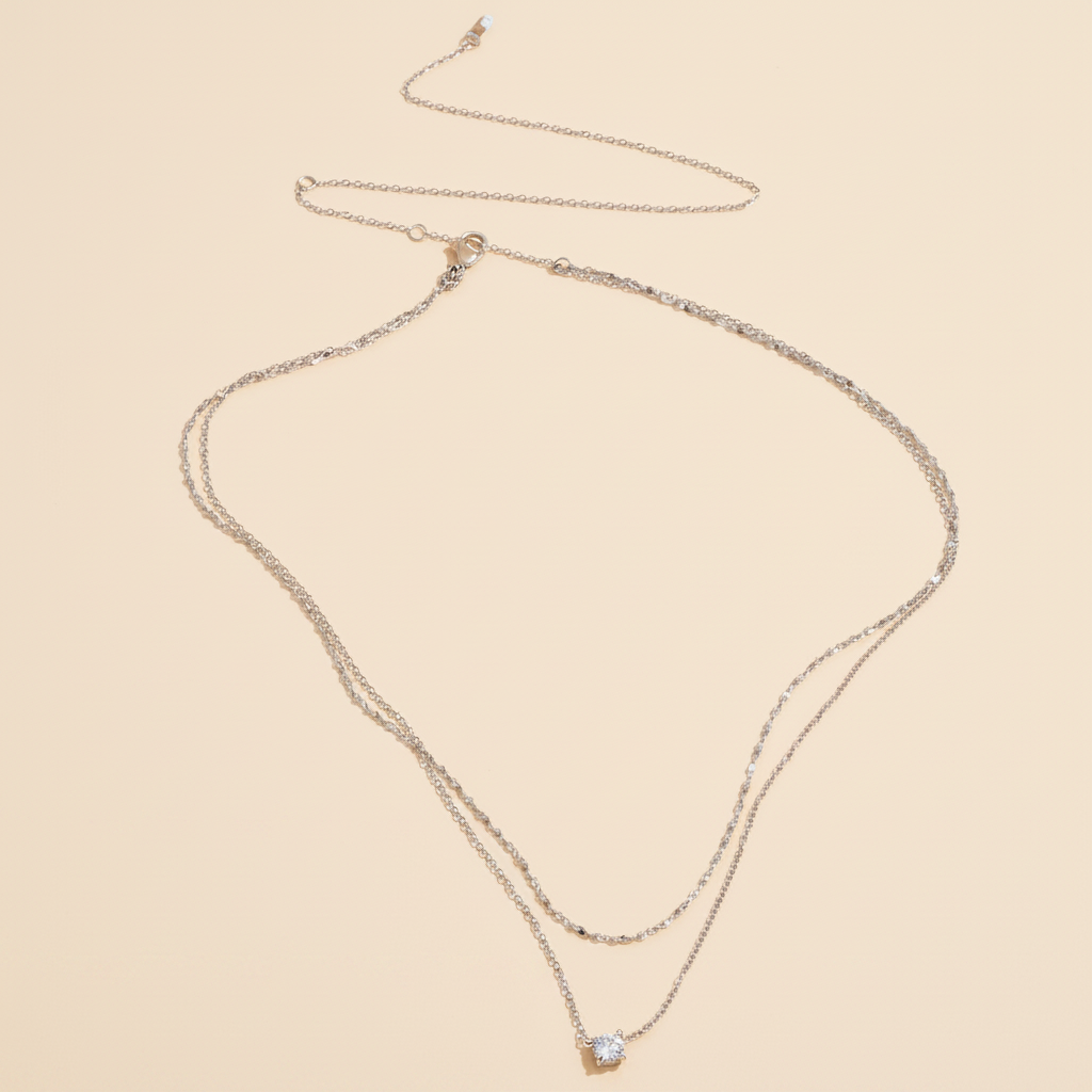 Lumière Layered Necklace — Platinum Packshot