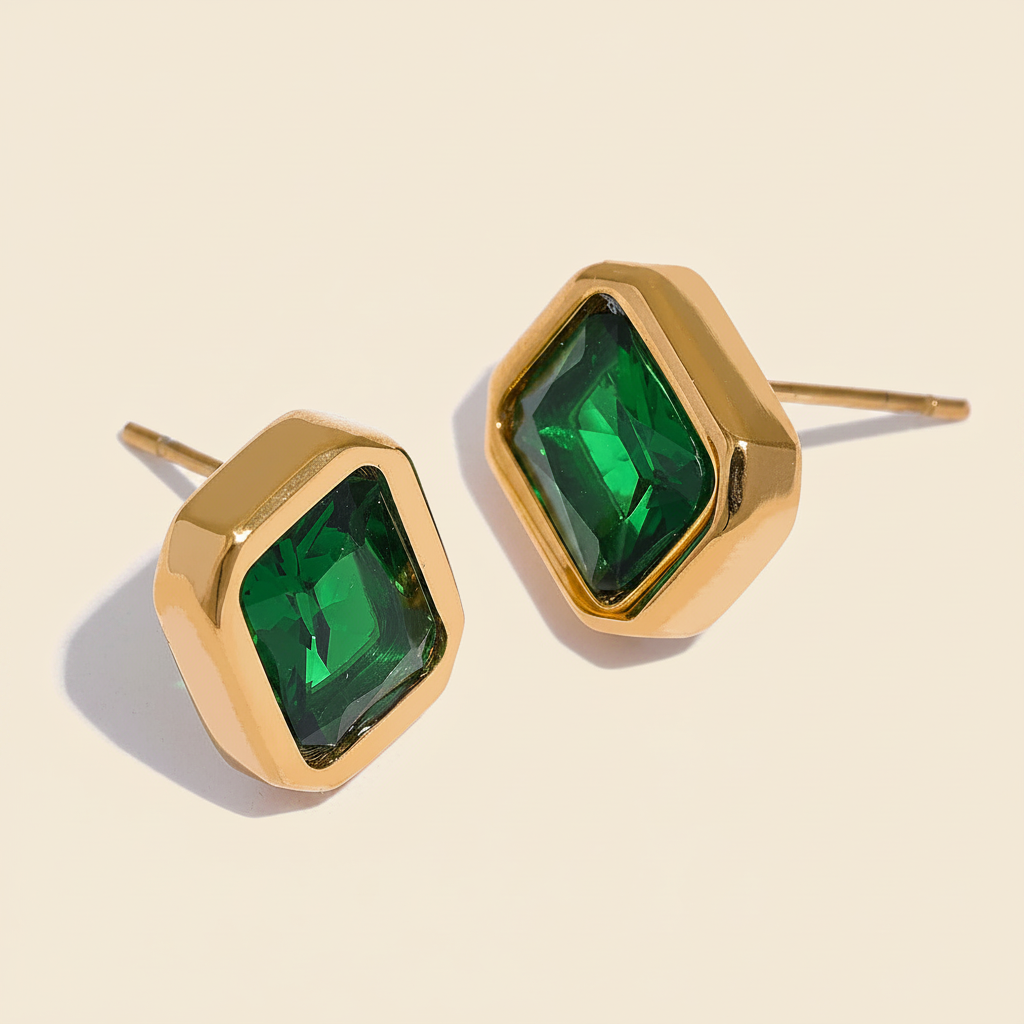 Mirelle Square Stud — Green