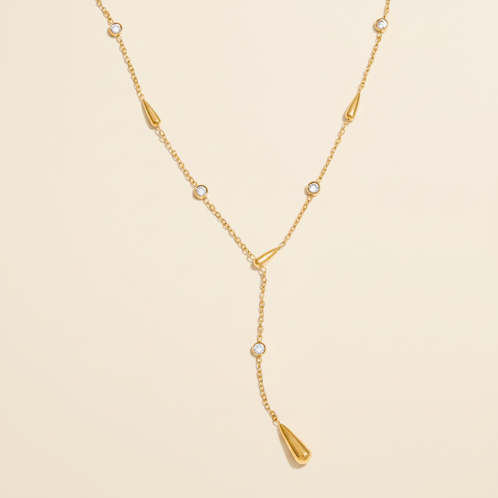 Mireya Crystal Necklace Gold