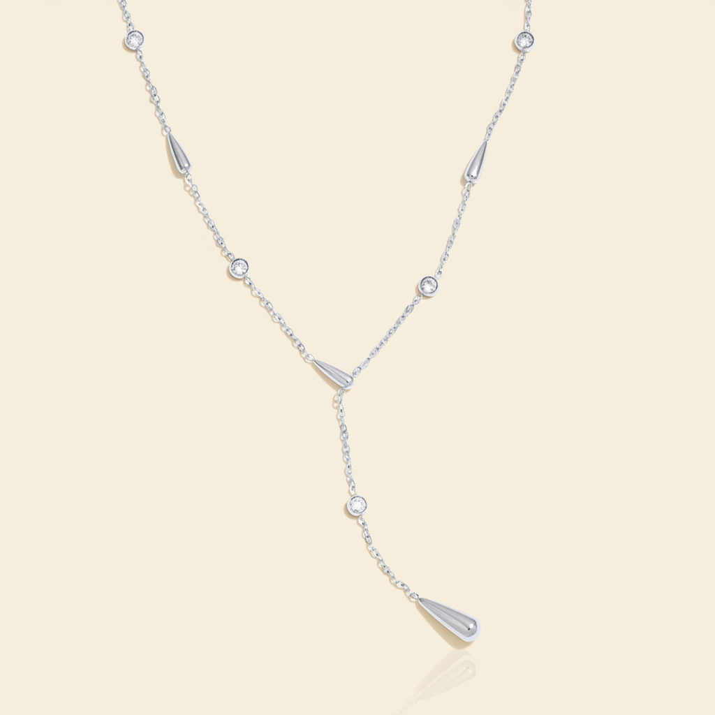 Mireya Crystal Necklace Platinum
