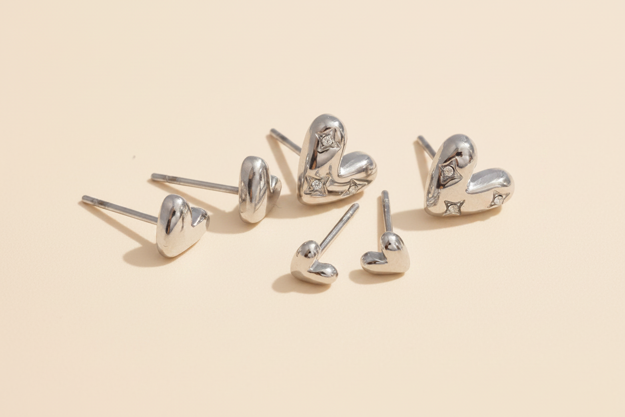 Rosalie Heart Earrings — Platinum Packshot