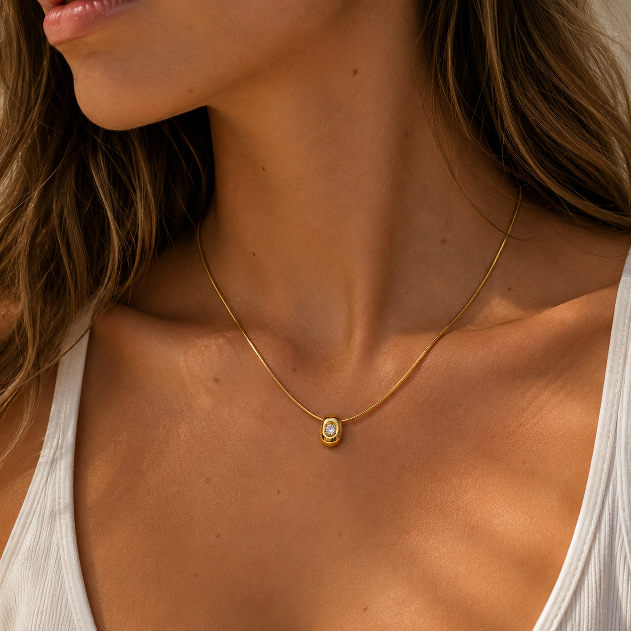 Solène Oval Necklace - ALUVAYA Necklace