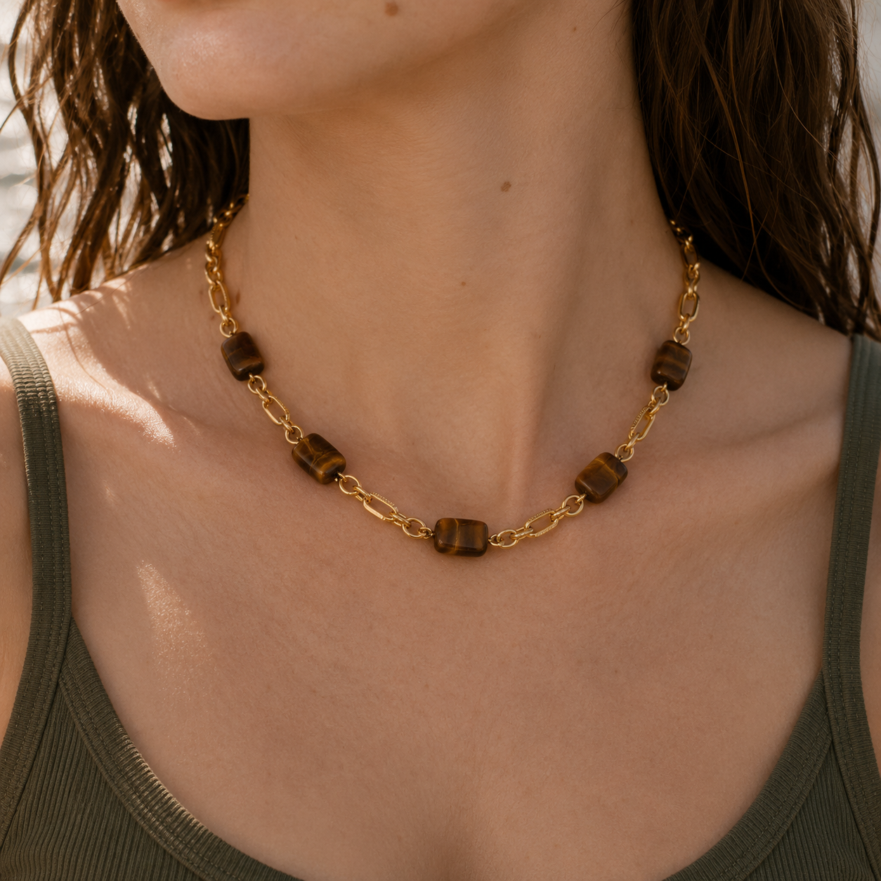 Safira Tiger Eye Necklace - ALUVAYA Necklace