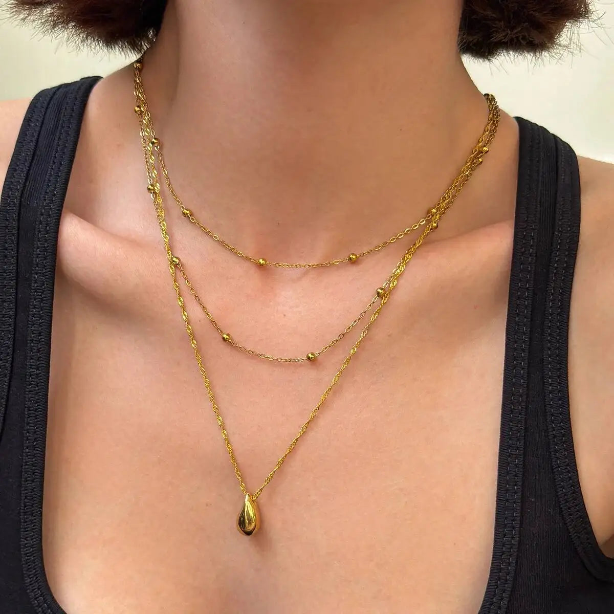 Triple Layer Gold Necklace