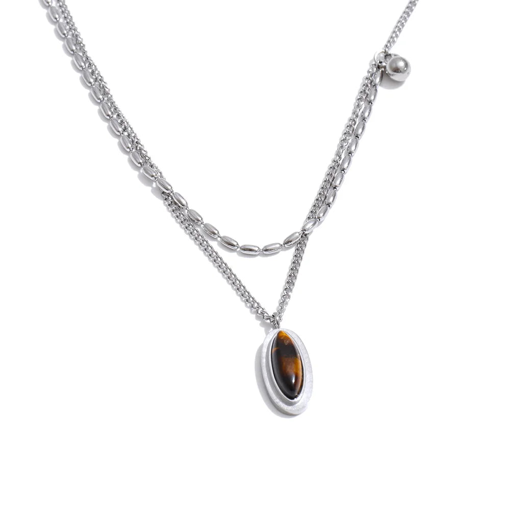 Solenne Tiger Eye Necklace - ALUVAYA Necklace