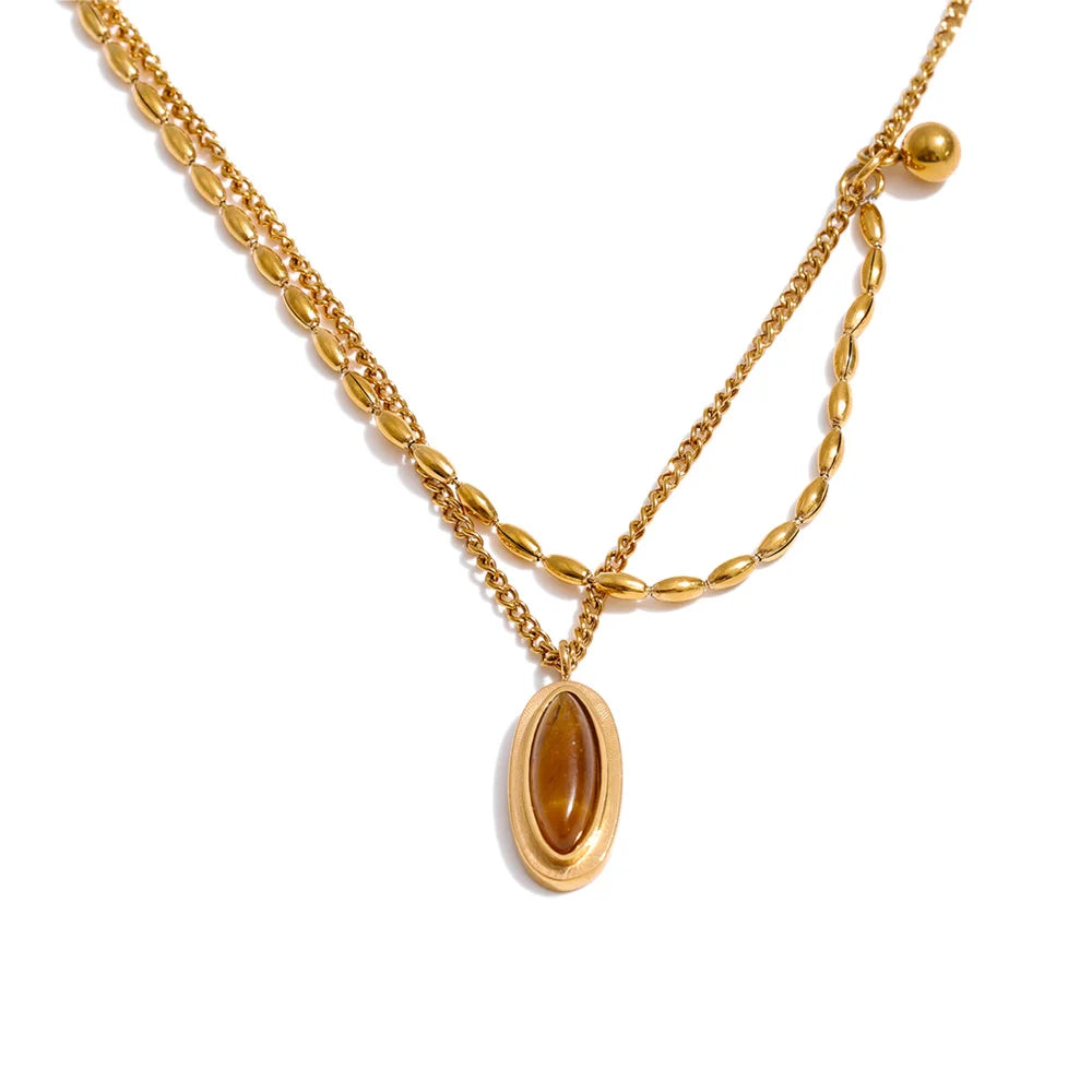 Solenne Tiger Eye Necklace - ALUVAYA Necklace