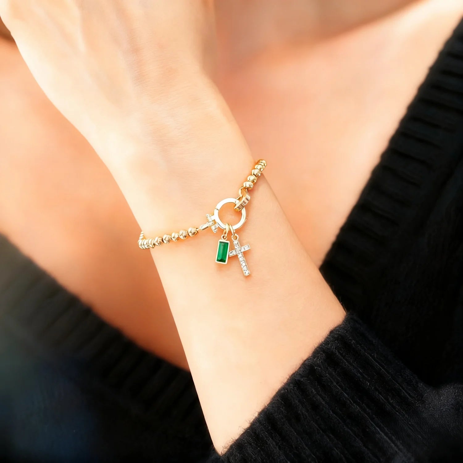 Birthstone Cross Bracele