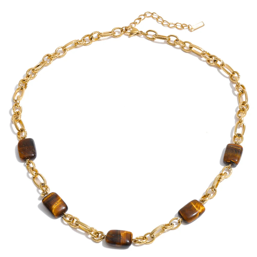 Safira Tiger Eye Necklace - ALUVAYA Necklace