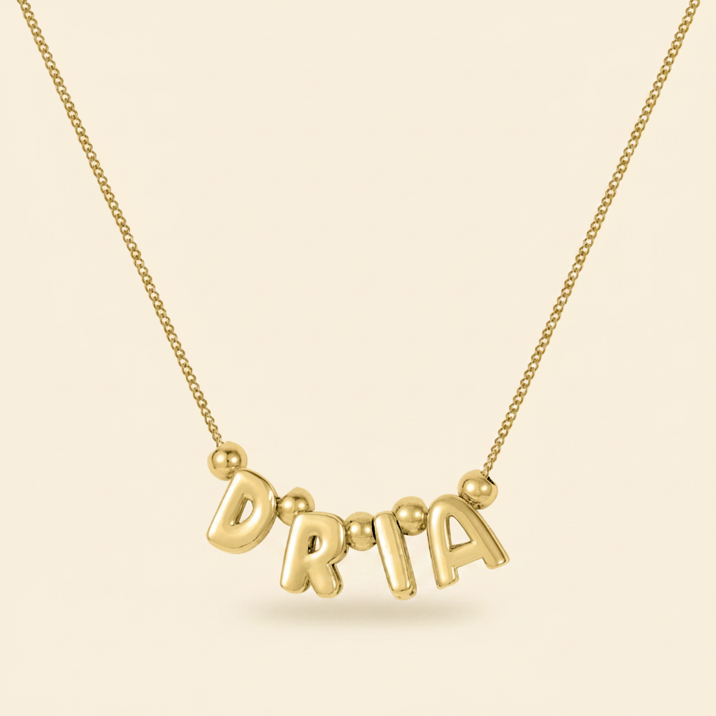 Bubble Letter Necklace — Gold