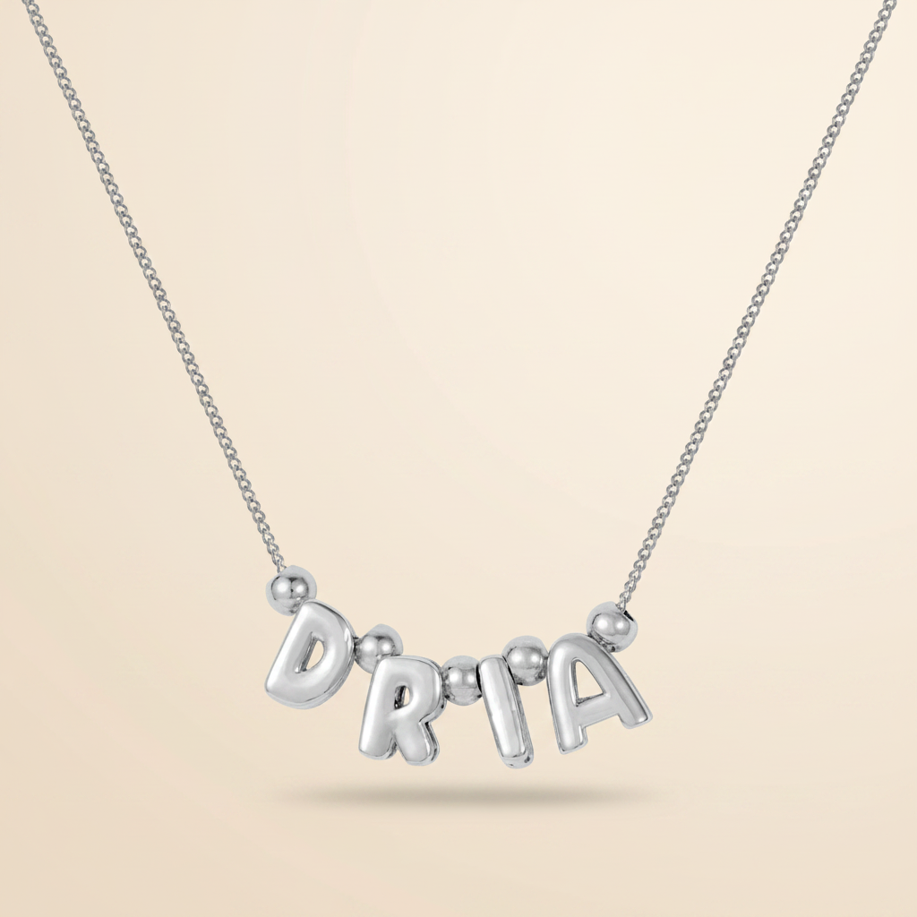 Bubble Letter Necklace — Silver