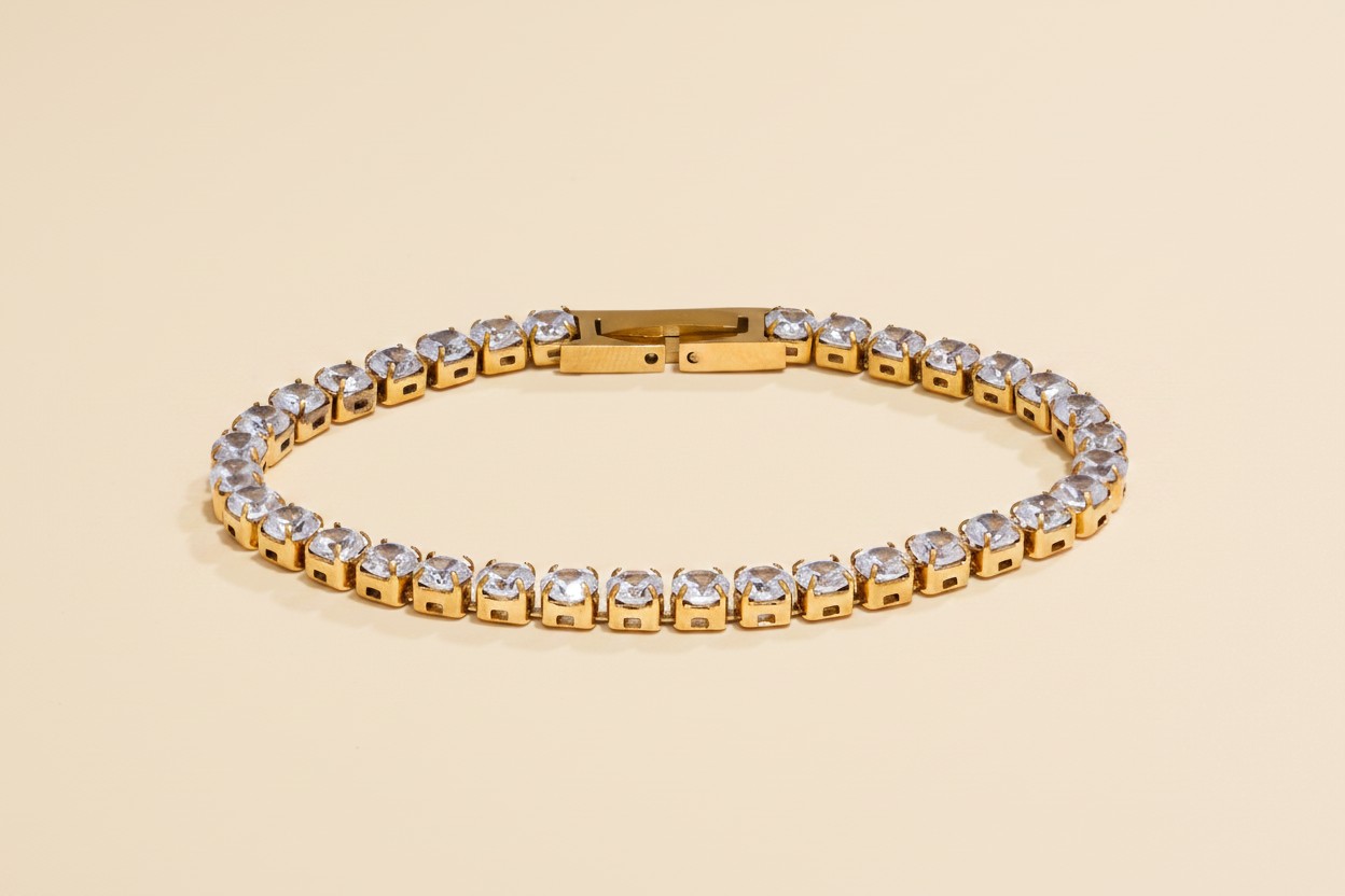 Esme Tennis Bracelet — Gold Packshot