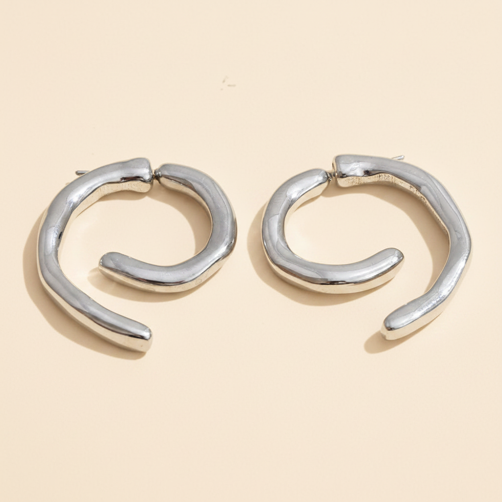 Isadora Geometric Earrings — Steel Packshot