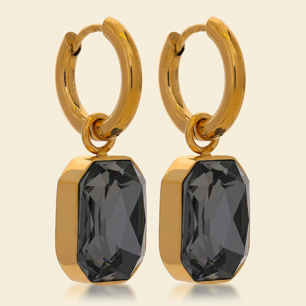Jadea Square Drop Earrings - Grey
