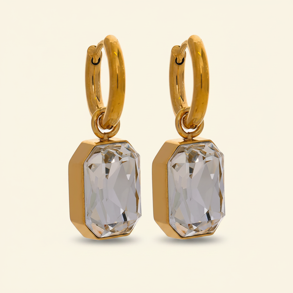 Jadea Square Drop Earrings - White