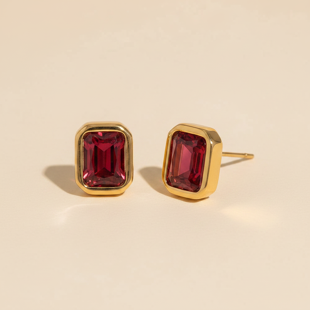 Mirelle Square Stud — Red