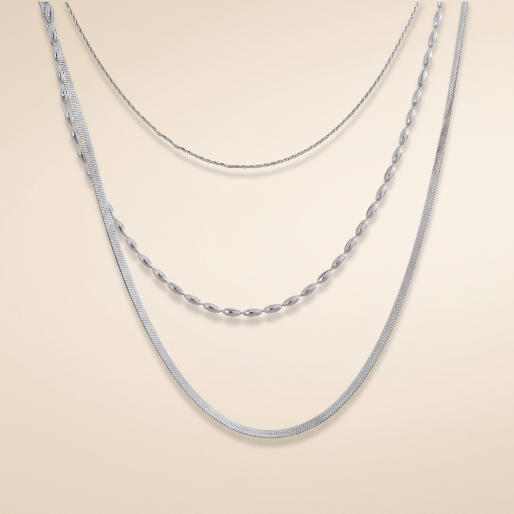 Noa Layered Chain Necklace — Platinum